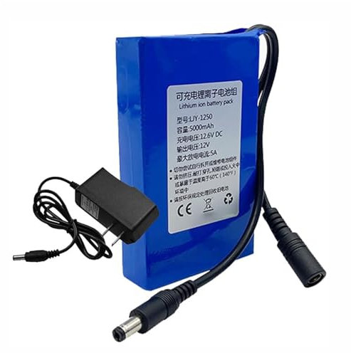 12v,7Ah, Batteria al Litio Ricaricabile da 6000 mAh/ 7000 mAh/ 9000 mAh/ 45000 mAh, Pacco Batteria al Litio da 12 Volt, per Dispositivo di Alimentazione Portatile da 12 V con Caricabatterie