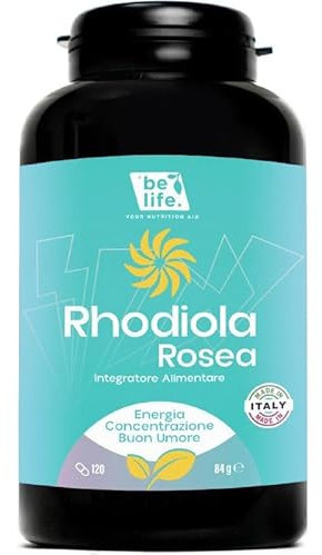 Be Life Rhodiola Rosea Integratore Stanchezza Fisica e Mentale Rodiola FORMULA COMPLETA per Stress e Ansia con Ginseng e Passiflora 100% Naturale Made in Italy 120 CPS