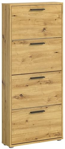 möbelando Schuhkipper >See< in Artisan Eiche Optik - Praktisches Schuhregal Schuhschrank zur platzsparenden Aufbewahrung von Schuhen -Schuhkommode 59 x 136 x 17 cm (B/H/T)