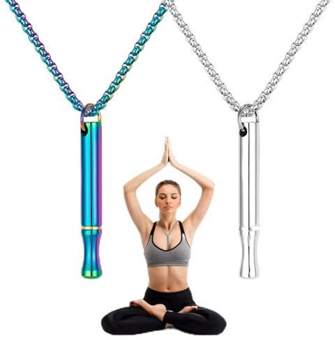 Breathing Necklace,2 PCS Anxiety Necklace,Stainless Steel Portable Stress Relief Necklace,Stress Relief Necklaces for Meditation,Anxiety Relief,and Exercis Gift(Silver,Colorful)