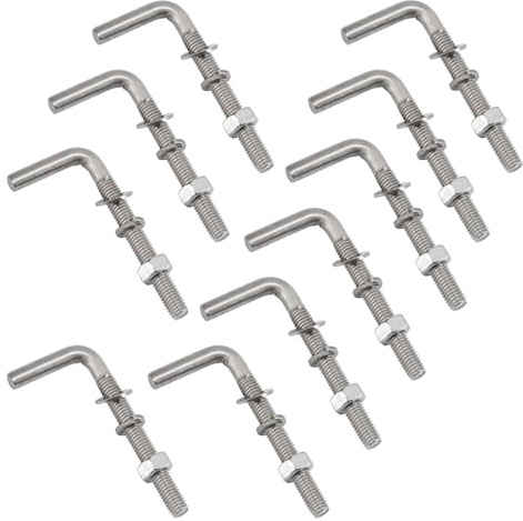 (10 Pieces) M5x120mm L Shaped Threaded Bolt Kits 304 Stainless Steel Foundation Anchor Bolts Square Screws Hooks For Hanging