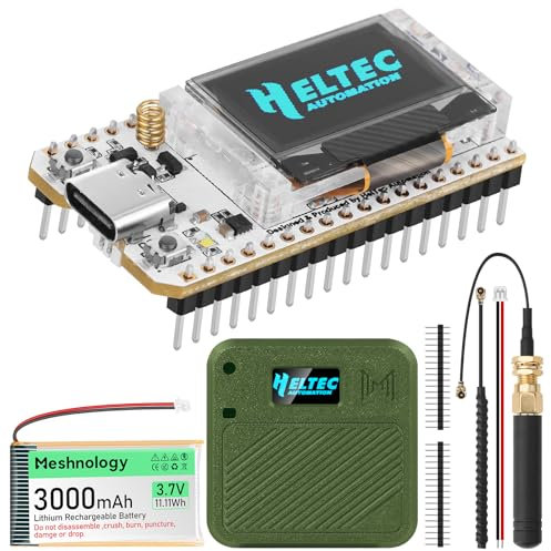 ESP32 LoRa V3 Development Board with 863-928MHz Antennas + 3000mAh Battery + Meshtastic Case, ESP32-S3 CP2102 Integrated WiFi Bluetooth OLED Display for Arduino LoRaWAN IOT (N32 Version, Green)