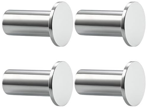 SAYAYO Ganci Accappatoio Bagno Cromo Lucido Ganci Appendiabiti in Acciaio Inox, Grande Gancio Rotondi da Parete, Appendi Strofinacci Cucina Parete Appendi Accappatoio Bagno, 4 Pezzi, 45 mm