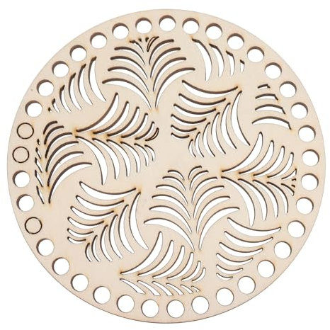 jojofuny 2 Stück Holzbeuteldeckel Korb fallen Körbe Basen gehäkelter Korb mit Bottoms Gehäkelte Taschenböden Korbmachermaterial Webenbasis Unterseite der DIY-Tasche Grundplatte weben Beige