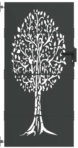 vidaXL Garden Gate 85 x 200 cm Powder-Coated Steel Black Lockable