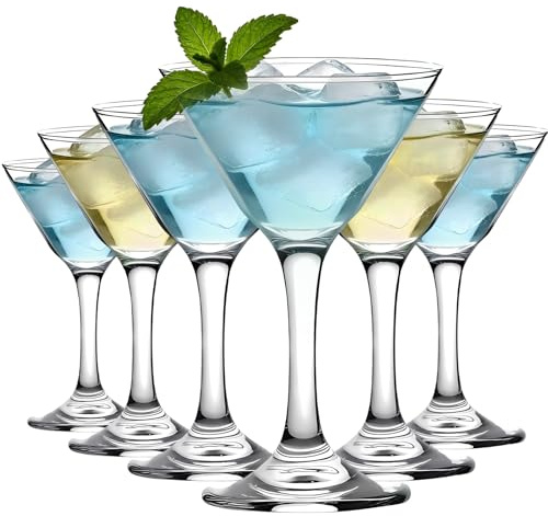 KIXINY Gläser Set 6 Martini-Gläsern 160ML Cocktail-Gläser mit Griff Eleganter Handgeblasener Bleifreier Kristall für Martini-Cocktails Mischte Getränke Elegante Party-Glaswaren