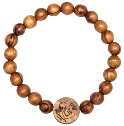 Kassis Olivenholz Armband mit Sternzeichen - Handgefertigtes Holzperlenarmband - Unisex Schmuck - Herren und Damenschmuck