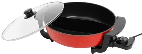1360W Elektrischer Hotpot Kochtopf, 6L Hot Pot Feuertopf mit Trennwand und Deckel, 5-stufige Temperaturregelung, Shabu für Familienfeiern, Restaurants, Camping