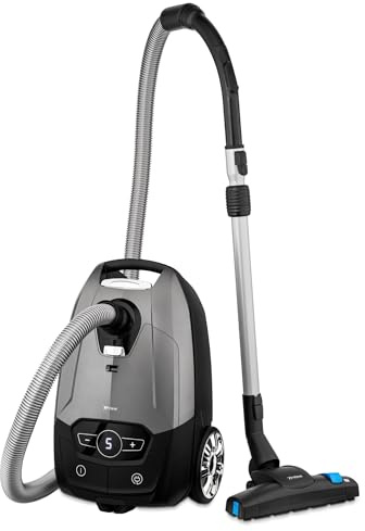 Trisa Staubsauger Mit Beutel, 13 m Aktionsradius & Touch-Display - 800W Kraftvoller Bodenstaubsauger Mit Beutel, HEPA Filter & Universal-Bodendüse Für Maximale Hygiene, Grau, Professional Clean T3441