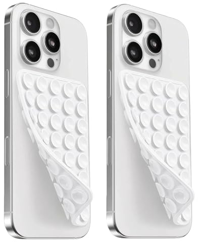 KAFZEL 2 Pezzi Ventosa per Telefono,Ventosa telefono in silicone,Compatibile con Tutti i Modelli,Hands-Free Porta Smartphone Antiscivolo per Selfie e Video(Trasparente)