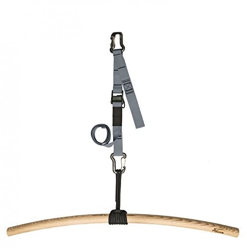 eaglefit - Premium Klimmzugstange aus Holz für Outdoor & Zuhause (wetterfest, 100 cm) Klimmzug Stange ergonomisch gebogen für Decke, Balken, Garten, Baum - Pull-Up Bar verstellbar zum Aufhängen (grau)