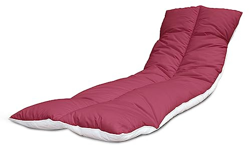 Lancashire Textiles Sun Lounger Cushion Folding Sunlounges Chair Cushions Topper Pads Reclining Home Garden Furniture Outdoor Cushion 190cm (Wine, 60 X 190 CM (Pack of 1))