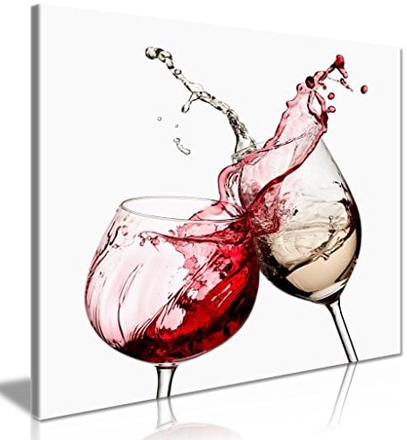 Wine Glasses Kitchen Wall Canvas Wall Art Picture Print (24x16in)