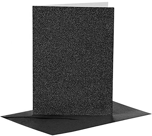 23027 Cards and Env 10.5x15cm 4pk black glitter