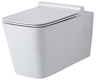 MILANO White Ceramic Wall Hung Toilet WC Soft Close Seat | Ceramic Construction. Soft Close Seat. Contemporary Style. Wall Mounted Installation. Angular Design.