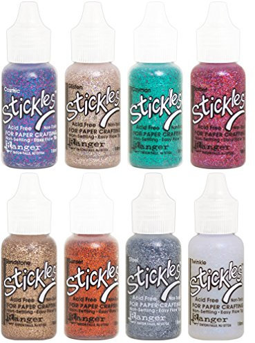 Stickles Ranger - 2018 Glitter Colors - Cosmic, Glisten, Cayman, Sandstone, Sorbet, Steel, Sunset and Twinkle - 8 Items
