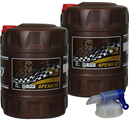 2x20 Liter PEMCO Getriebeöl iPOID 589 80W-90 Gear Oil Öl inkl. Auslaufhahn