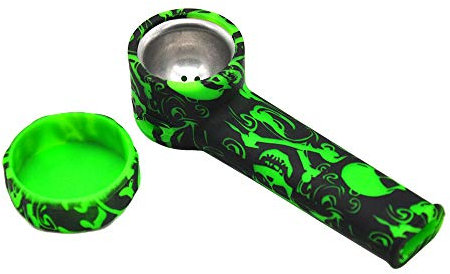 1PC Silicone Smoking Pipe Silicone Tobacco Pipe Herb Cigarette Filter Holder Portable and Easy to Clean, Green