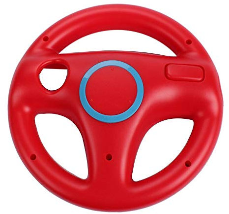 Grehge teering wii Controller Design Stand Mario Kart Racing Game Steering Wheel Stand for Wii Game Controller (RED)