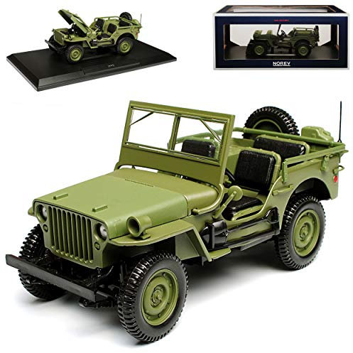 1/4 TON Army Truck Grün Jeep Willys USA Army 2. Weltkrieg Cabrio Offen Grün 1/18 Norev Modell Auto