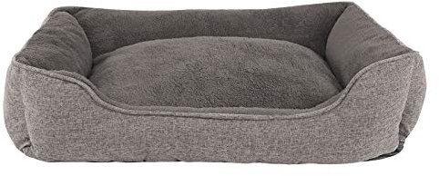 lionto Hundekissen meliert mit abnehmbarem Bezug, kuscheliges Heimtierbett mit komfortablem Einstieg für Hunde und Katzen, 90x75 cm, weiches Hundebett mit rutschfestem Boden, grau