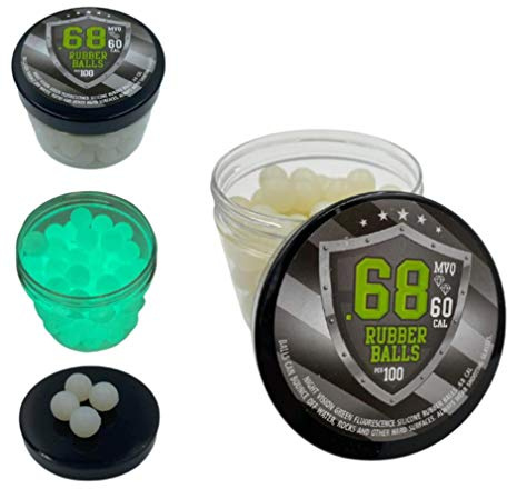 SSR 100 x Night Vision Silicon Rubber Balls in Green Fluorescence Paintballs Shining at Dark in 68 Cal. iluminando por la Noche Bolas de Paintball