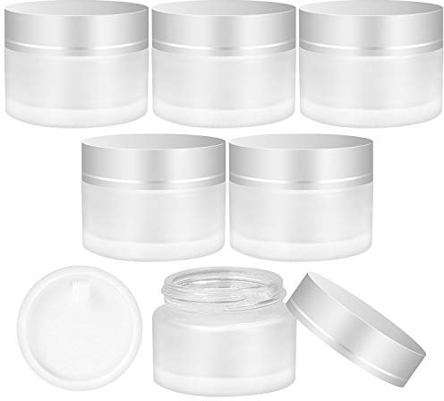 Cisolen 6 Pièces Pots Creme Vide en Verre 30 ml Bouteille de Echantillon Cosmétiques avec Bouchon Intérieur Convient pour Crèmes Fait Maison, Poudres