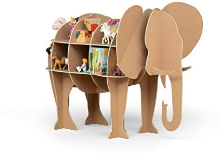 Kinder Regal Eddy der Elefant in braun - geeignet für ca. 60 Tonies, Spielzeug oder Kinderbücher - 100% plastikfrei