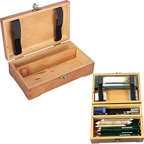 Hztyyier 7.8 x 4.6 x 2.2in Wooden Pencil CaseArt Supplies Storage Organizer Box Other Art Supplies
