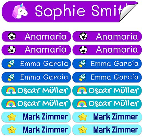 50 Etiketten um Gegenstände zu markieren, 6 x 1 cm. Aufkleber für Bücher und Schulmaterial für Kindergärten und Schulen beschriften (Galaxy)