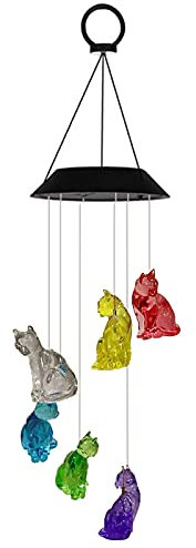 Solar Cat Wind Chimes LED - Waterproof Solar Powered Garden Wind Chimes for Patio, Yard, Indoor/Outdoor Home Decoration