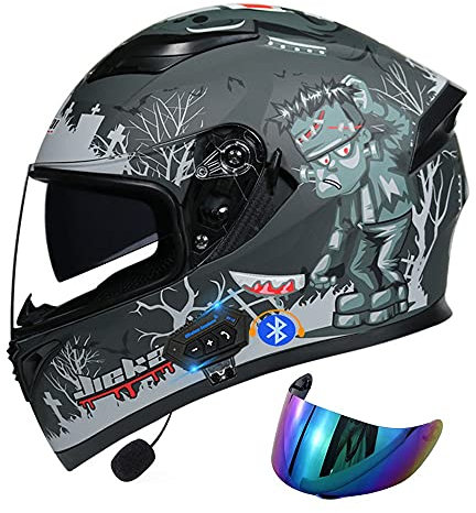 CNNGU Motorradhelm Mit Bluetooth, ECE Genehmigt Motorrad Full Face Helm, Integrierter Bluetooth-Helm, Herausnehmbares Und Waschbares Futter, Konvektionsbelüftungssystem