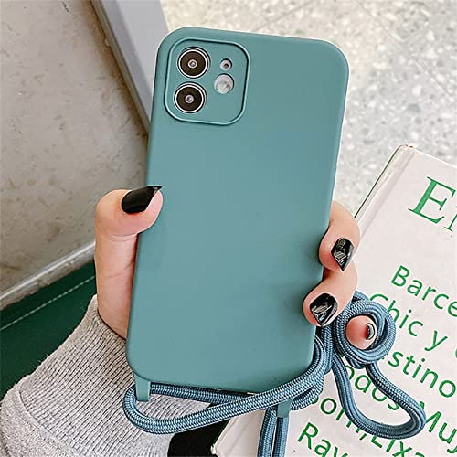 Emlivi Handykette Hülle iPhone 12, Necklace Handyhülle, Umhängeband Handykordel Schutzhülle, Weich Schultergurt Silikonhülle, TPU Cover mit Stylische Band, Kette Case für iPhone 12 -Hellgrün