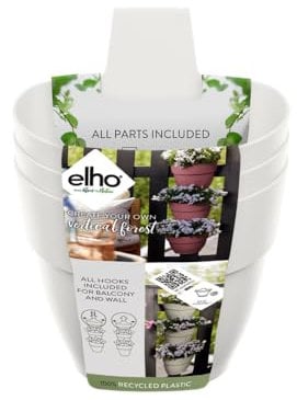 Elho Vibia Campana Vertical Forest 21 - Fioriera per Balcone esterno - Ø 20.7 x H 29.7 cm - Bianco/Silky White