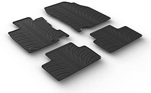 AROBA GL0056 Design Gummi Fußmatten kompatibel mit Renault Kadjar ab BJ. 06.2015> erhöhter Rand 4 TLG Farbe Schwarz Gummimatten Automatten passgenau