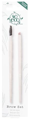 So Eco Brow Set - Vegan & Cruelty-Free Eyebrow Brushes for Precision Eyebrow Shaping, Soft Synthetic Bristles, Birchwood Handles, Plastic-Free Packaging