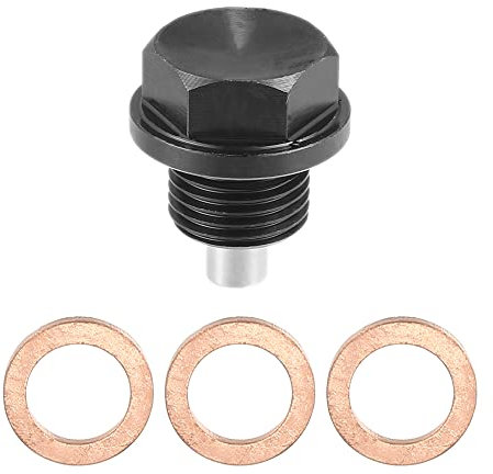 X AUTOHAUX 1 Set M16x1,5 Auto Magnetische Ölablassschraube mit 3 Dichtungen, schwarz