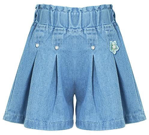 Shorts für Teenager-Mädchen Plissee-Rock Shorts Sommer Weite Kurze Hosen Lässig Elastischer Bund Jeans Kurz 10-12 Jahre