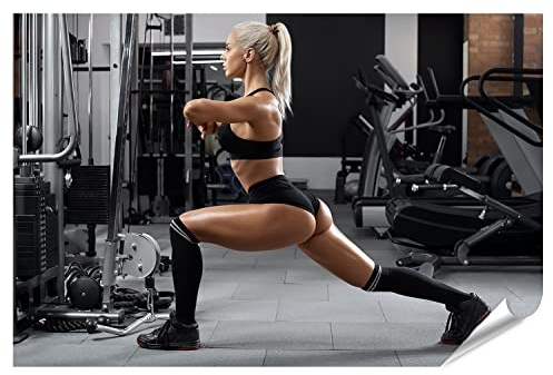 islandburner XXL Bild Poster Fitness Frau Macht Ausfallschritte Übungen Beinmuskeltrainin Premium Bilder Fotodruck INBO-PKL
