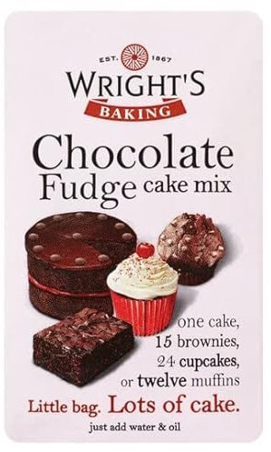 Wright's | Baking Chocolate Fudge Cake Mix 5X500G | A rich Chocolate Fudge cake mix with a melting chocolate crumb | Use to bake light & moist cakes, brownies, muffins or cupcakes