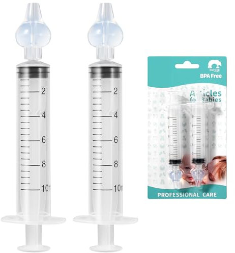 Blendura Paquete de 2 Jeringa Lavado Nasal Bebe 10 ml, Aspirador Nasal para Bebe Saca Mocos para Bebes, Segura y Cómoda, Portátil Reutilizable Aspirador Nasal Irrigador Nasal