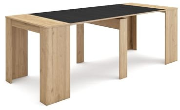 Skraut Home | Ausziehbarertisch | Multifunktionaler ausziehbarer | 220 | Für 10 Gäste | Esszimmertische | Moderner Stil | Eiche Schwarz