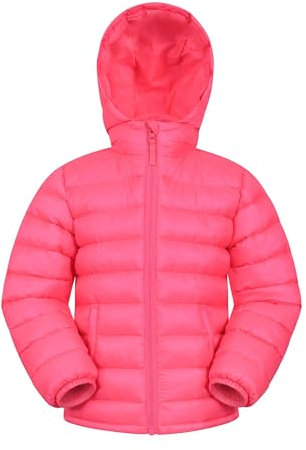 Mountain Warehouse Seasons Padded Kids Puffer Jacket - Water Resistant, Lightweight & Insulated Coat, Boys & Girls - Autumn, Winter, School, Travel Bright Pink Teen Size 13 Years