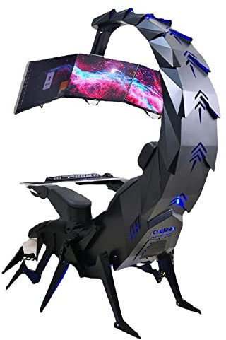 NVYAZJ Luxury PC Video Game Cockpit, Novel Gaming Chair with Hanging 3 Screens Led Lights Ergonomic Design Zero Gravity Sight Distance 70-87cm High Strength Carbon Steel Material PU Leather