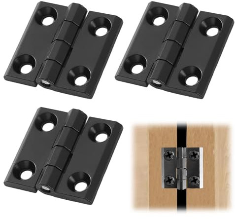 3 Pcs Door Hinges 40×40mm, Black Stainless Steel Hinges for Wood, Self-Opening Hinges for Home Furniture Hardware Cabinet Closet Door Drawer Wood Boxes