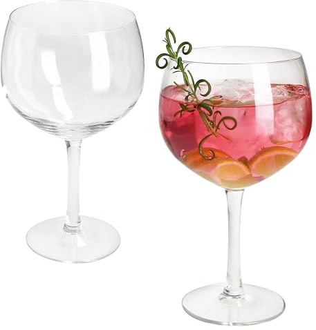 MamboCat 2er Set Gin Tonic Gläser I 400ml, Höhe 19cm I für 2 Personen I klare Gin-Gläser mit Fuß I transparente Longdrink-Glas für Wasser, Dessert, Cocktails & Co. I Hochzeit, Partys, Geburtstag
