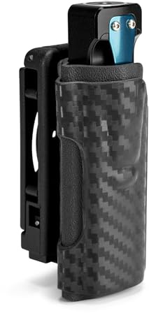 TACTICAL_GEEK TX4 Taschenlampenhülle kompatibel Für Olight Arkfeld Flache Taschenlampe, Holster mit Gürtelclip, Taschenlampentasche für schnellen Zugriff, Schwarz Kohlefaser-Muster, ohne Taschenlampe