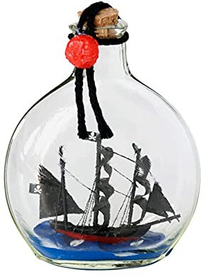 FLADO Voilier dans Une Bouteille, modèle de Bateau Black Pearl dans Une Bouteille en Verre, Petit modèle de Bateau Artisanal en Bouteille Verticale, Cadeau d'anniversaire de Noël