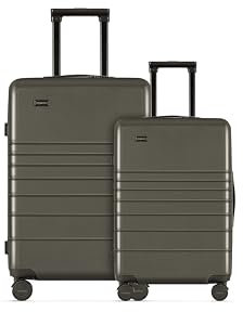 ETERNITIVE - Hartschalenkoffer Set - Klein und Mittel I Rollkoffer aus Polycarbonat & ABS I Größe: 54cm & 64 cm I Reisekoffer mit Rollen 360° I Handgepäck 33L & 64LI Trolley mit TSA-Schloss I Olivgrün