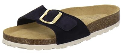 AFS-Schuhe 2112 Mules tendance pour femme, en cuir véritable de qualité supérieure, fabriquées en Allemagne, Velours océan, 41 EU